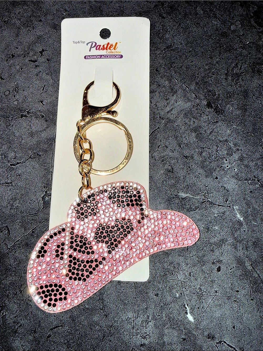 Pastel Rhinestone Pink Keychain